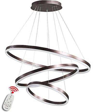 BEHWU Moderna Lampada a Sospensione a LED Anelli Lampada a Sospensione Altezza Regolabile Lampadario a Soffitto Moderno Dimmerabile 3000k-6000k con Telecomando per Soggiorno Camera da Letto Sala da Pr