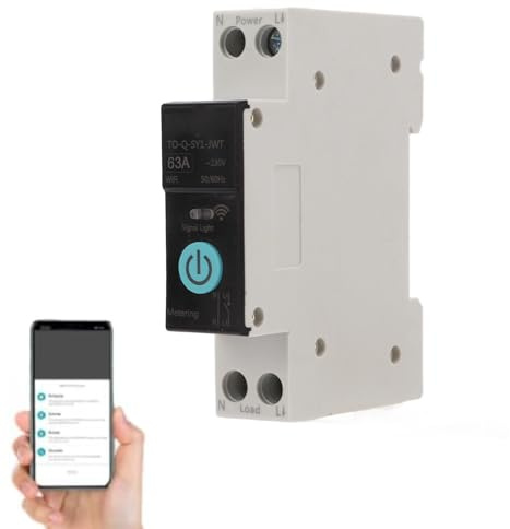 Din Rail Circuit Breaker Smart WIFI Switch Wireless Handy Fernbedienung 3 Timing-Modi Funktion für Haushaltsgeräte Geeignet für Smart Home(10 A) (63A)