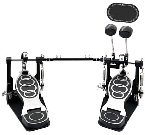 Double Bass Pedal, Double Chain Double Bass Drum Pedals, Double Kick Drum Pedal with Patch Suit for Kick Drum Set Electronic Drums Beginner Practice