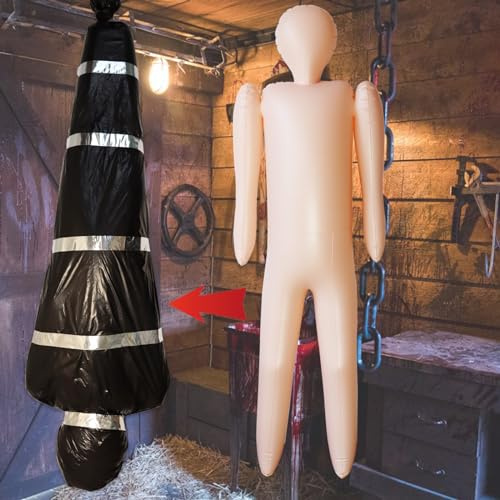 MAYAPHILOS Halloween Leiche Lebensgroß, Aufblasbare Hängende Leiche Deko, Totes Opfer Requisiten, gefälschte Gruselige für den Außenbereich und Innenbereich | Aufblasbare Schnullerpuppe, gruselige gefälschte Leiche, Dekoration für Spukhaus, Außen, Innenhof, Rasen, Garten