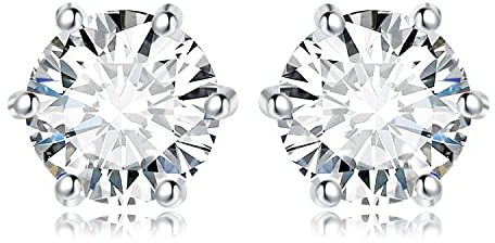 JewelryPalace Runda 4ct Moissanite Solitaire-örhängen Silver 925 Damer, Smycken Med Simulerade Diamanter Bruden, örhängen Silver Flickor Med ädelstenar,örhängen Silver Små Med Stenar Gåva Kvinnor