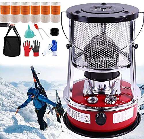 FXNFXLA Efficient Petroleum Heater, Portable Petroleum Stove For Indoors, Radiant Heater With Automatic Extinguisher And Perimeter Protection, for Emergency Heating(Color:Red 4.6L)