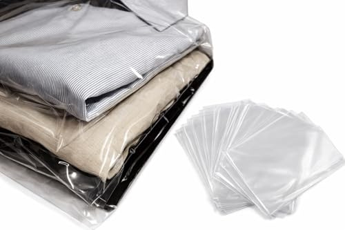 HOME PRO Buste Plastica per Maglioni Maglia Camicie T-Shirt Indumenti Trasparente Protezione Antipolvere Riutilizzabile 35x50 cm Nylon PLT 50Pezzi