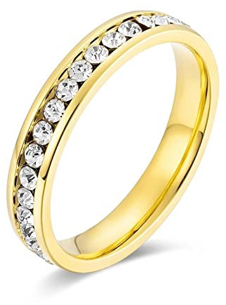 Stfery Ring Zirkonia Gold, Freundschaftsringe Beste Freundinnen Kristall 60 (19.1) Schmuck Geschenk
