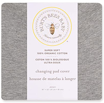 Burt's Bees Baby Uni-Baby-Geschenkset – Betttuch, Wickelunterlagenbezug & Spucktücher, 100% Bio-Baumwolle Essentials Bundle