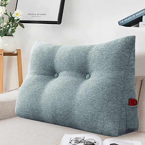 Johnear Rückenkissen als Bettkopfteil Rückenkissen Bett Dreieckiges Lesekissen Rückenlehnkissen Lendenkissen Bücherkissen Kopfenden Stützkissen für Bett Sofa (Grau, 60×20×50cm)