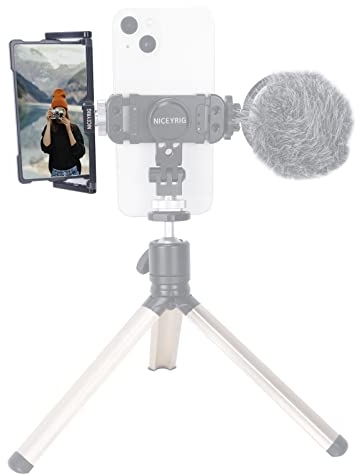NICEYRIG Smartphone Flip Screen Mirror Faltbarer Vlogging Live Streaming Selfie Spiegel Kompatibel mit den meisten 11,9-16,5 cm iOS & Android Handys - 534 (Plus Version)