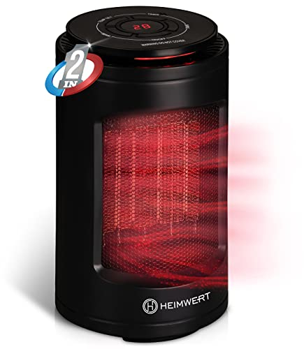 HEIMWERT Heizlüfter energiesparend 1200 Watt Keramik - Schnellheizer mit LED Display vom Markenhersteller - Elektroheizung mit Timer und 2 Strom Heizstufen I 2in1 Kühlfunktion I 13x23 cm room heater