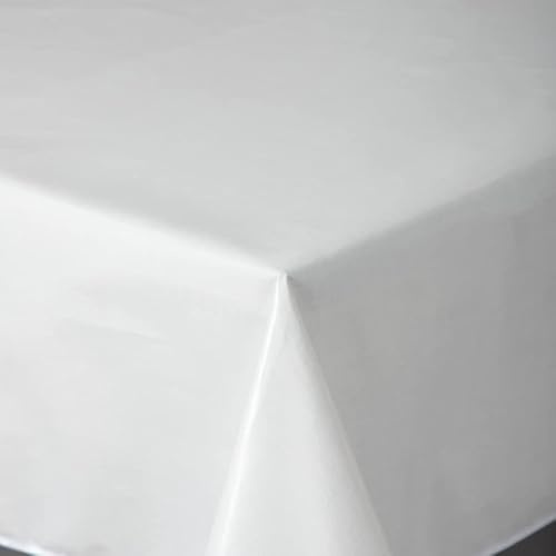 Wachstuch Tischdecke Gartentischdecke Maldecke Basteldecke PVC abwaschbar Tischwäsche einfarbig mit Leinenstruktur Chester (Weiß, 110x140 cm eckig)