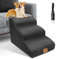 HEVOL Hundetreppe für Kleine Hunde, Haustiertreppe 3 Stufen, Hochdichtem Schwamm Hundetreppen 40cm Hoch, Hunde Treppe mit Waschbarem Bezug, Rutschfestem Hunderampe für Bett & Sofa, Schwarz