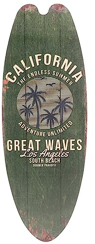 Milisten Holz Türschild Vintage Wandschild Strand Sommer Holzschild Nautische Dekoration Wohnzimmer Surfbrett Türdeko Surfboard Wanddeko Haustür Landhaus Mittelmeer Deko Anhänger