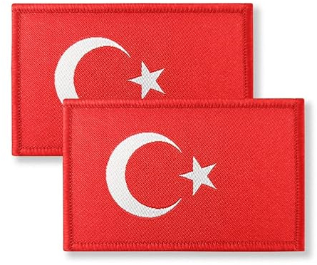 Överdekor flagga lapp taktisk lapp – krok och ögla fäste, 2-pack (Turkiet)