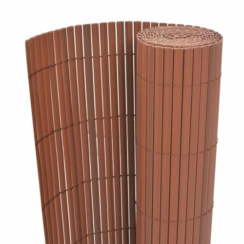 ZEYUAN Gartenzaun Doppelseitig, Sichtschutz Zaun, ZaunsichtschutzB, Steckzaun, Garten Zaun,Teichzaun, Zaunelemente, Garden Fence, PVC 90 x 300 cm Braun