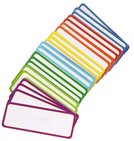 NUOBESTY Magnetische Beschreibbare Namensschilder 60 Stück Trocken Abwischbare Etiketten Papier Magnetfolie Bunte Wiederverwendbare Magnetetiketten Für Whiteboards Pinnwand Schultasche