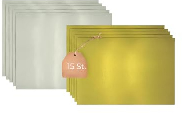 KITCHENDREAM Cake Board Set, Kuchenplatte, Eckig, Gold und Silber, 3 mm dicke Pappe, zum Servieren und Transportieren von Kuchen und Torten, auch für Party-Buffets, 15 Stk. 25x20cm