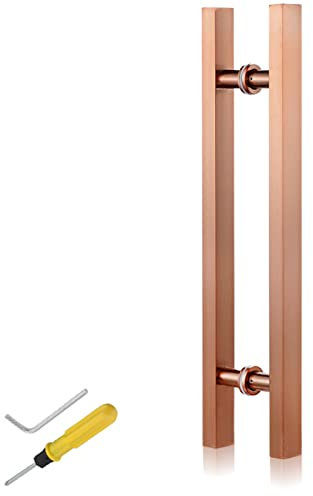 Scheune Push Pull Türgriff, Außen Innen Schiebetür Bar Griff, Doppelseitiger Holztürgriff für Badezimmer Hotelhalle, Rückseite an Rücken Installation (Farbe: Schwarzes Titan, Größe: 120 cm) (Rose G
