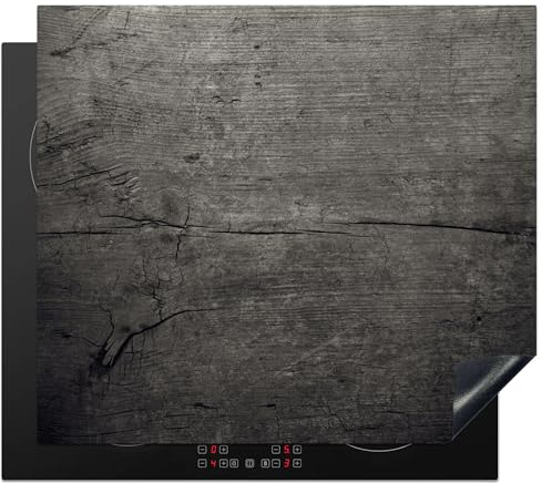 KitchenYeah© Herdabdeckplatte Einteilig Induktionsmatte Küche Abdeckung | 60x52 cm - Ceranfeld Herd Abdeckplatte Deko Vinyl Matte Aufrollbar Beton - Grau - Dunkel