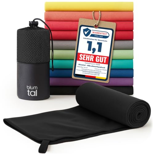 Blumtal Serviette Microfibre 200x100 cm Doux - Serviette Sport Musculation en Microfibre à séchage Rapide - Serviette de Sport - Serviette Sport Microfibre - Noir