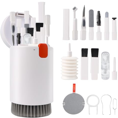 20 en 1 Kit Limpieza Teclado Ordenador con Limpia Pantallas, Kit Limpieza Multifuncional para Airpods, teléfonos móviles, portátiles, Auriculares, PC y cámara con Aire de Polvo y Limpieza