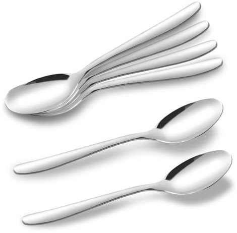 ASAB Set of 6 Teaspoons Stainless Steel Tea Spoons 15cm Coffee Spoon with Round Edge Mirror Polished Dessert Spoon Set Food Grade Dishwasher Safe Cutlery Spoons Set for Home Kitchen or Restaurant