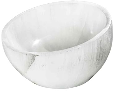 NKlaus Cuenco redondo de selenita 12 x 7 cm – Hecho a mano, pulida bandeja de energía para limpiar y cargar joyas y piedras preciosas, ideal para decoración y meditación