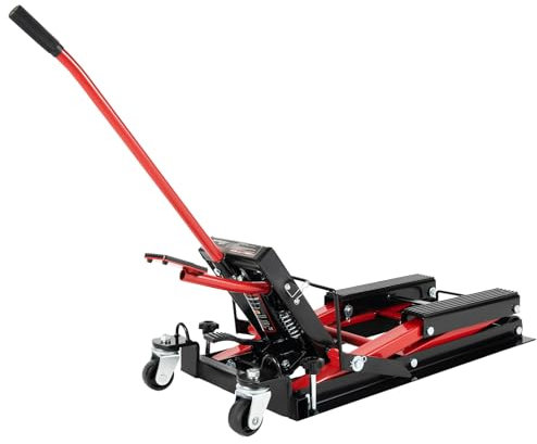 TkkMivcOC Sollevatore idraulico moto 1500 lbs, ponte sollevatore moto con perni di sicurezza a 3 posizioni, cavalletto di montaggio per moto, rosso