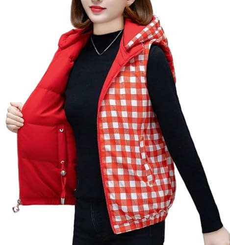 Chaleco Mujer Vestir Chaleco De Mujer Chaleco Acolchado con Capucha Negro Chaleco De Plumón Ligero Reversible Informal Chaleco Acolchado Cálido Chaleco Sin Mangas Chaqueta De Transición Chaleco C