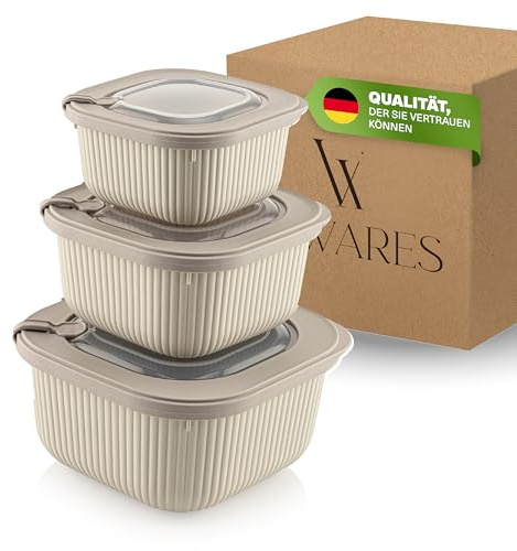 Viwares Frischhaltedosen Set 3-teilig mit Ventildeckel – Meal Prep Boxen BPA-frei, stapelbar & mikrowellengeeignet – Auslaufsichere Aufbewahrungsbox Küche (600ml/1100ml/1800ml)