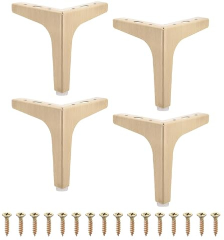 sourcing map 4Pcs Metal Furniture Legs, 6 Inch Triangular Heavy Duty Furniture Feet DIY Replacement Dresser Legs for Bed, Table, Cabinet, Sofa Chair(White Oak)