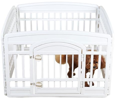 Hundezaun Camping H60cm Hergestellt Aus PP-Harz Hundegitterbox Zaun Mit Antirutschmatte Abschließbares Türdesign Zusammenklappbar Zur Aufbewahrung(90 * 90 * 60CM)