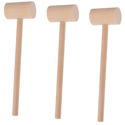 Maillets à Crabe en Bois 3 Pièces, Marteaux Khaki pour Crustacés | Lot de 3, pour Homard et Crabe, Fêtes de Fruits de Mer et Grandes Tables, Bois
