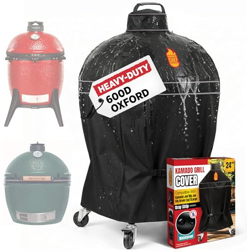 Grillabdeckung für Kamado Joe & Big Green Egg 61 cm grauer Streifen – robuste, wasserdichte Smokerabdeckungen für Big Series – langlebiges Kamado Joe Zubehör für Big Series & BGE XL Smoker Chef