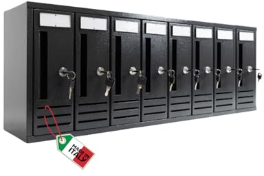 OWIJI Cassetta Postale Esterno Condominiale Made in Italy Antracite 8 Posti Scompartimenti 82 x 18 x 30 cm Feritoia Superiore Apertura Frontale Interno Verticale Casa Ufficio
