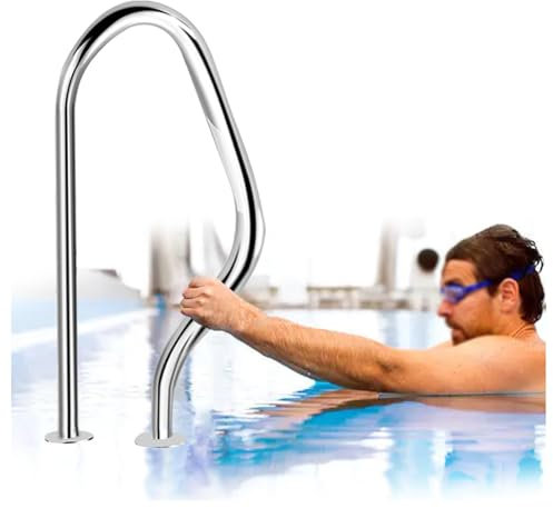 Marches Piscine Mains Courantes Rampe d'escalier pour Piscine Hors Sol, avec Base à Montage Rapide en Acier Inoxydable, capacité de Charge de 113 kg, pour Parc Aquatique intérieur et extérie