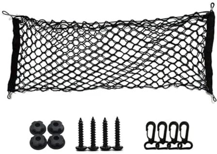Redes de almacenaje para Coche Red Universal para Maletero Coche Malla Elástica Nailon Organizador Almacenamiento Carga Trasera Portaequipajes Doble Capa Comestibles Red Maletero(D 90X40cm)