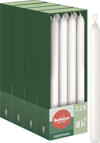 Bolsius - Candele lisce - 23 cm - 32 pezzi - bianco - candele decorative - senza olio di palma