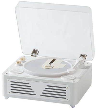 Mini reproductor de CD portátil retro Bluetooth estéreo de alta fidelidad altavoz para oficina, viajes, ducha, fiesta, color blanco