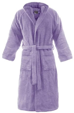 Bassetti Accappatoio Spugna Cotone COLORS Con Cappuccio Altamente Assorbente Unisex Con Zaino Sport Ricamato (IT, Testo, XS, Regular, Regular, Lilla)