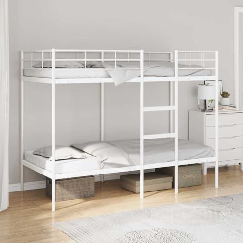 Kaloriko Våningssäng vit, 90 x 200 cm av stål, robust metallsängram, utrymmesbesparande för barnrum, gästrum, ungdomsrum