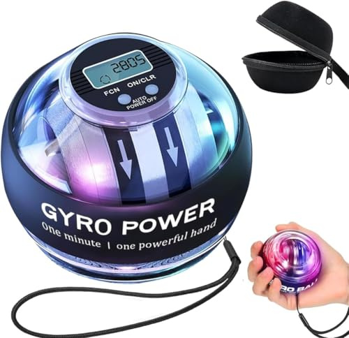 Keoshiga Torque Ball with Counter - Curaball Self-Starting Wrist Gyro Ball Hand Exerciser Grip Strength Trainer, Auto-Start Colorful Lighting