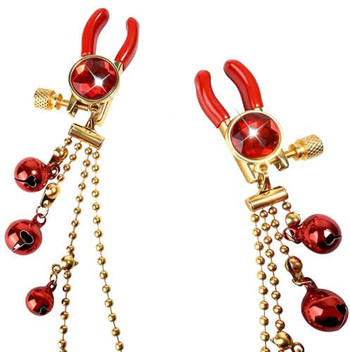 Morsetti per Capezzoli con Catena Pinze Capezzoli Regolabili Clip per Capezzolis Clip Pinza per Clitoride Giocattoli Capezzolis Stimolatori del Seno Femminile Massaggiatori al Seno Donna, Rosso