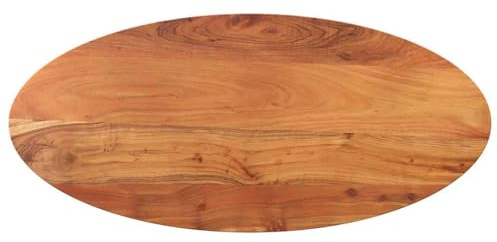 SooIarix Oval bordsskiva, 120 x 50 x 2,5 cm, askakia, robust skrivbordsskiva för matbord och badrumsunderskåp, hållbar bänkskiva med naturlig yta
