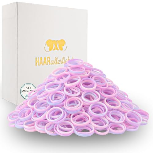 Hårsnoddar små – 250 mini hårband (pastellfärger, 1 cm) – tunna gummiband för hår och skägg – små hårband inklusive låda vit (pastell)