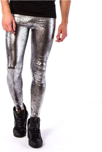 Kapow Meggings Leggings da Uomo Metallizzati e in Materiali Speciali