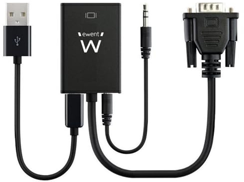 Ewent EW9866 Adaptador Full HD VGA a HDMI con Audio Admite Audio y Video Puerto USB para Power Connect PC/Notebook a HD TV Proyector Monitor