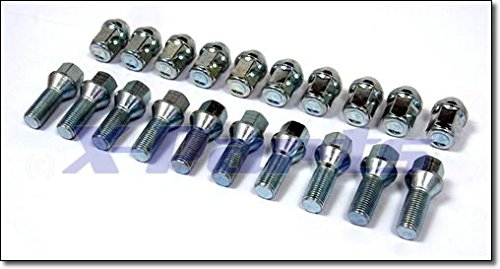 X-Parts Verlängerte Radschrauben Alufelgen VW Bus T2 / T3, Edelstahl, Sechskant, Silber, 20 Stück