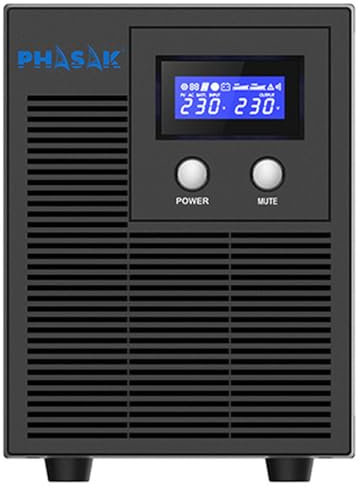 Phasak PH 7621 - Sistema de alimentación ininterrumpida (2160 VA, LCD, USB, RJ45)