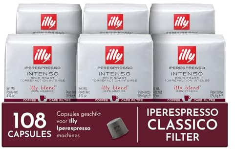 illy, Caffè all'Americana in Capsule Iperespresso INTENSO, 108 Capsule | 100% Arabica con Note di Cacao e Frutta Secca, Gusto Pieno e Corposo, 6 Confezioni da 18