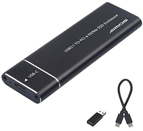 AIMOS Tipo-C a NVMe M.2 Adaptador SSD PCIe de Alto Rendimiento, USB 3.1 Gen 2 a NGFF NVME PCI-E M-Key Carcasa Externa de Unidad de Estado Sólido, con Cable USB C-C