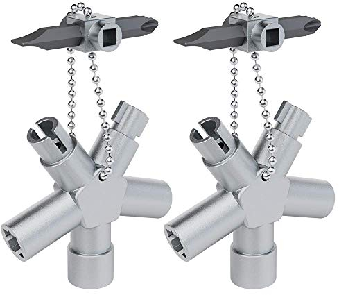 ABSINA Universalschlüssel mit 7 Profile 2er Pack - Dreikantschlüssel Vierkantschlüssel Schaltschrankschlüssel Vierkant Dreikant - Universal Schlüssel für gängige Schränke & Absperrsysteme